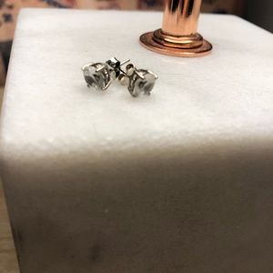 10k white gold, 5mm white sapphire earrings